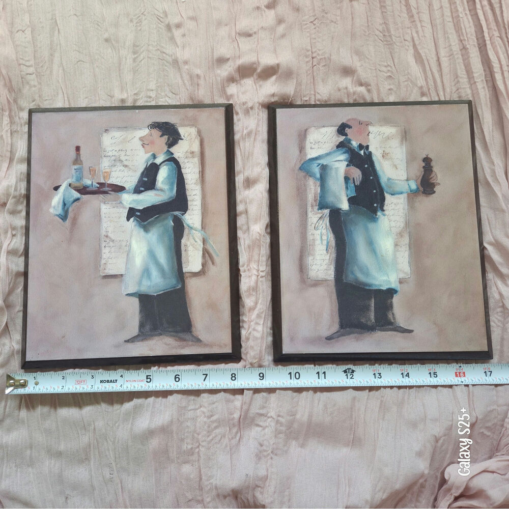 Set of 2 Kirkland’s Chef Kitchen Wall Art Plaques – 12” x 8” Wine Bistro Decor